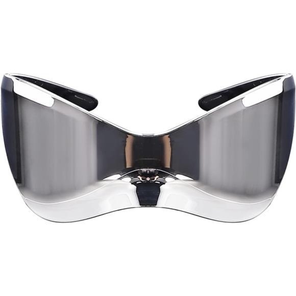 Silver Mirror Infinity Chic Shield Sunglasses - Picture 1 of 6